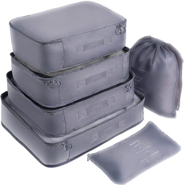 Adwaita 6 Set Packing Cubes Travel Luggage Packing Organizers Grey.jpg