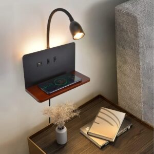 Black Bedside Wall Sconces With Wireless Charger Usb Port.jpg