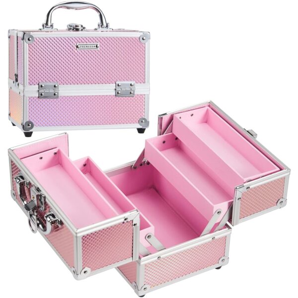 Frenessa Makeup Train Case Beauty Cosmetic Box 4 Tier Trays.jpg