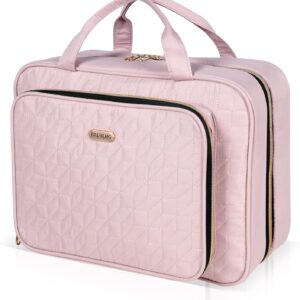 Pink Toiletry Bag Travel With Hanging Hook Water Resistant Cosmetic Makeup.jpg