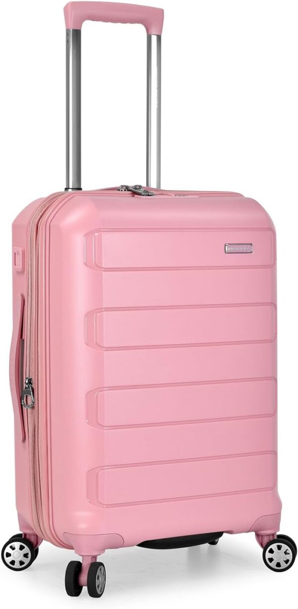 Travelers Choice Pagosa Indestructible Hardshell Expandable Spinner Luggage Pink Carry On.jpg