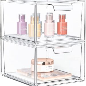 2 Pack Stackable Makeup Organizer And Storage Acrylic Organizers，clear Plastic.jpg