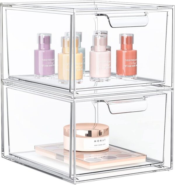 2 Pack Stackable Makeup Organizer And Storage Acrylic Organizers，clear Plastic.jpg