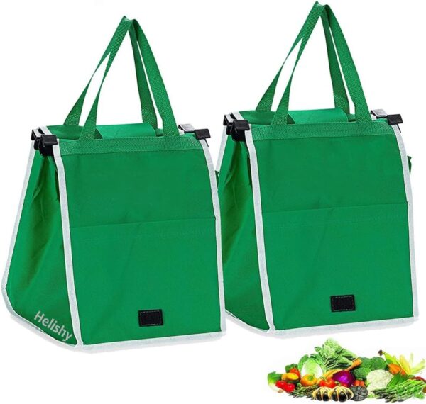 2pack Reusable Grocery Bags Shopping Trolley Bags Green Non Woven Tote.jpg