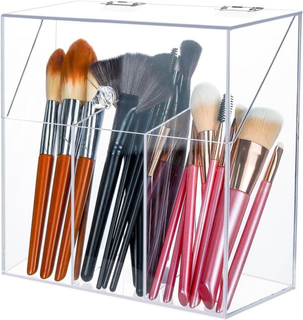 Acrylic Makeup Brush Holder With Lid Clear Cosmetic Makeup.jpg