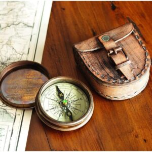 Antiqued Brass Poem Compass With Leather Case.jpg