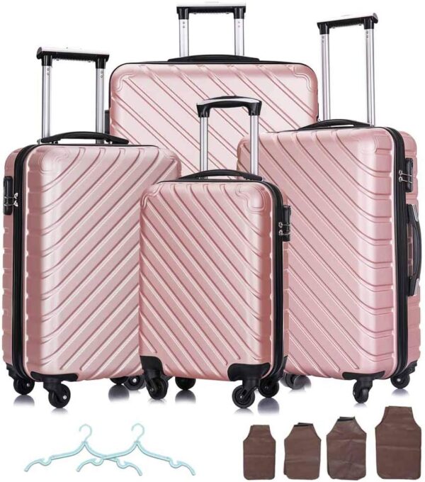 Apelila 4 Piece Hardshell Luggage Setstravel Suitcasecarry On Luggage With.jpg