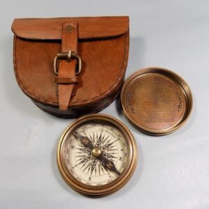 Authentic Vintage Style Brass Pocket Compass With Leather Case Rustic.jpg