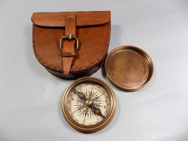 Authentic Vintage Style Brass Pocket Compass With Leather Case Rustic.jpg