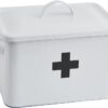 Enameled First Aid Box With Lid Black Cross On.jpg