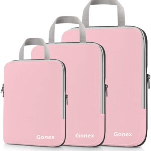 Gonex Compression Packing Cubes3pcs Lms Expandable Storagetravel Bags Luggage Organizerspink.jpg