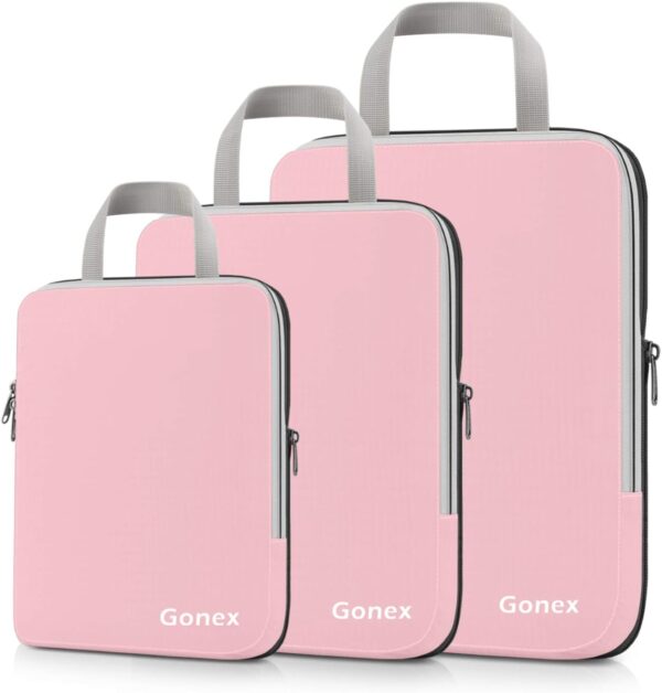 Gonex Compression Packing Cubes3pcs Lms Expandable Storagetravel Bags Luggage Organizerspink.jpg