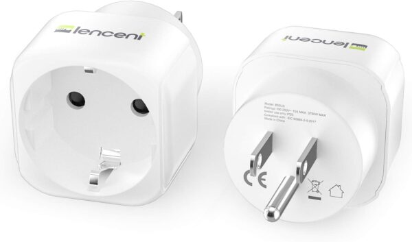 Lencent 2 Pack Europe To Us Plug Adaptereuropean To Usa.jpg