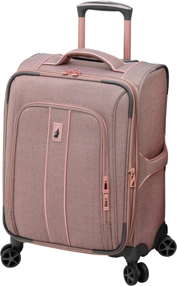 London Fog Newcastle Softside Expandable Spinner Luggage Rose Charcoal Herringbone.jpg