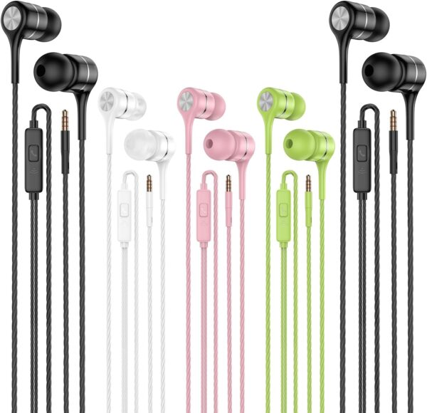 Lwzcam Earbuds Earphones With Microphone 5 Pack Wired Heavy Bass.jpg