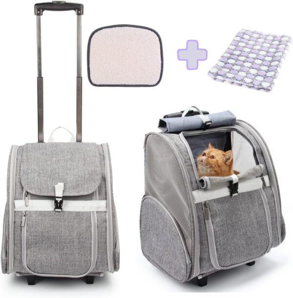 Lollimeow Pet Rolling Carrier Dog Backpack With Wheelscatspuppies Travel Bag.jpg