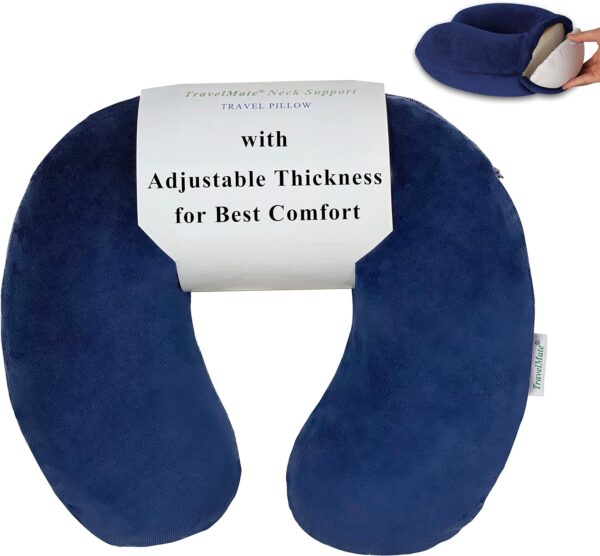 Travelmate Memory Foam Neck Pillow Adjustable Thickness For Best.jpg