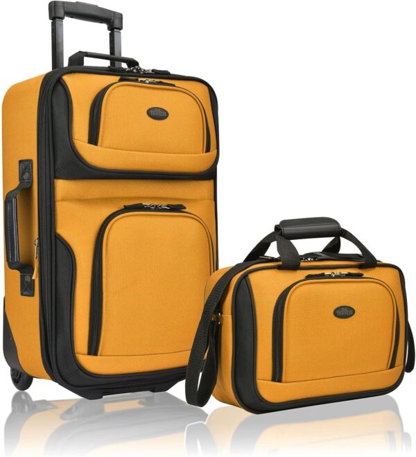 Us Traveler Rio Rugged Fabric Expandable Carry On Luggage Set Orange.jpg