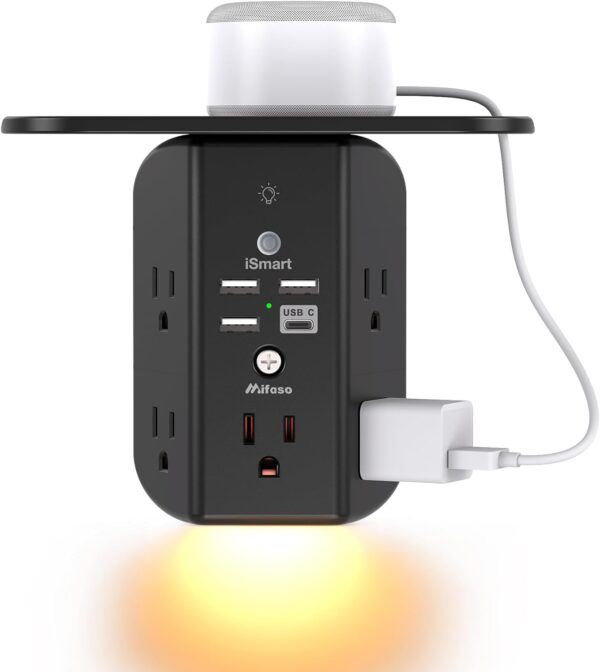 Wall Outlet Extender With Shelf And Night Lightsurge Protectorusb Wall.jpg