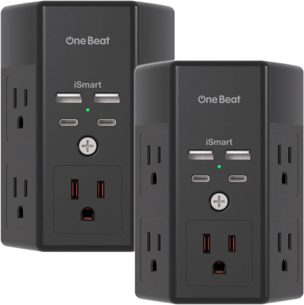 2 Pack Multi Plug Outlet Surge Protector 5 Outlet Extender.jpg