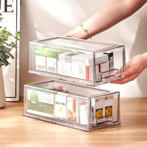 2 Pack Clear Drawer Type Plastic Storage Box Bins Organizer，medicine Containerfamily.jpg