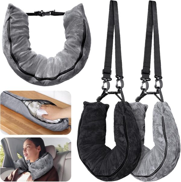 2pack Stuffable Travel Pillow For Extra Luggage Velvet Travel Neck.jpg