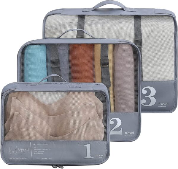 3 Set Packing Cubes For Travel Luggage Organizer Waterproof Mesh.jpg