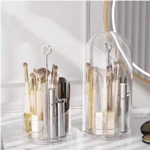 360°rotating Makeup Brush Holder Organizer With Lid Dustproof Waterproof Storage.jpg