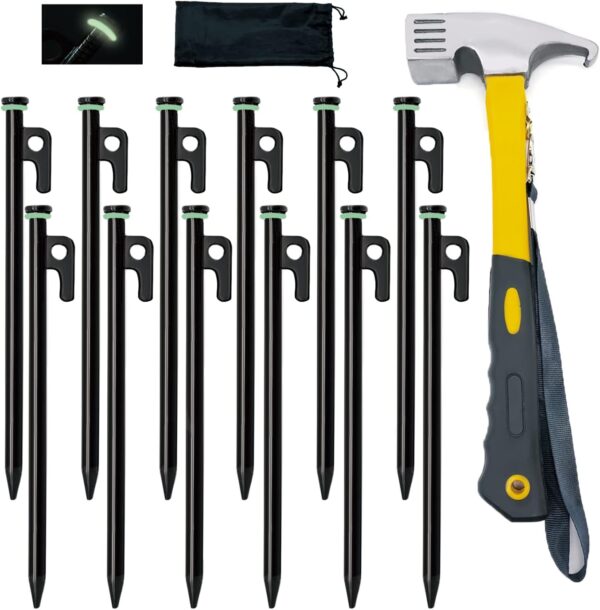 81216pack Tent Stake With Hammer 8101216in Heavy Duty Tent Stakes.jpg