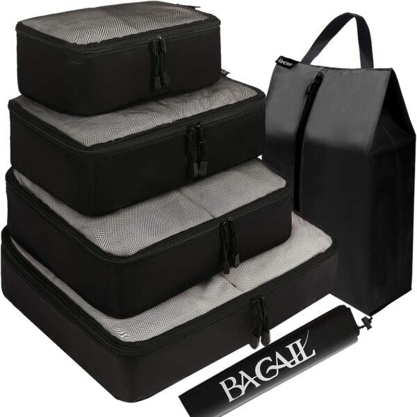 Bagail 6 Set Packing Cubestravel Luggage Packing Organizers5setlaundry Bag Black.jpg