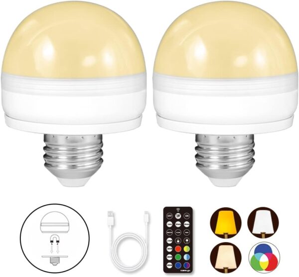 Blueye Rechargeable Battery Operated Light Bulb2packs300lm40w Equivalente26 Detachable Charginge12 Available4.jpg