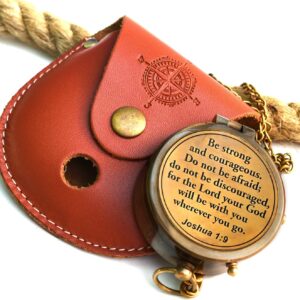 Be Strong And Courageous Joshua 19 Brass Compass With Wooden.jpg