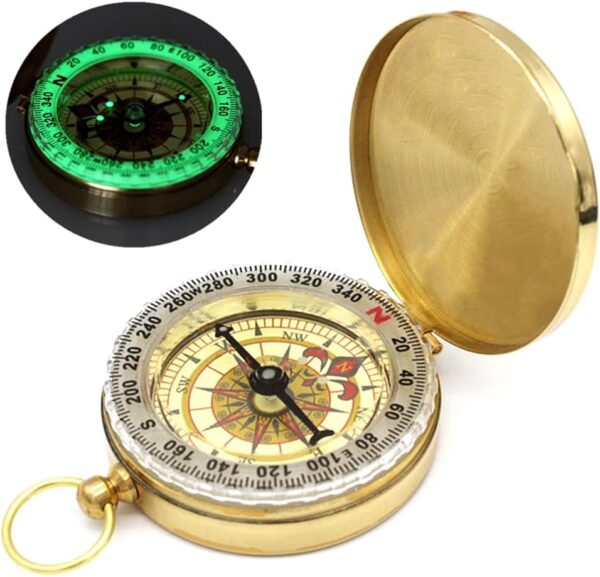 Camping Survival Compass For Hikingsmall Golden Pocket Compass For Kidsglow.jpg