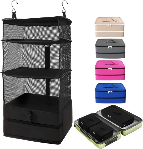 Caroeas Portable Hanging Travel Shelves Bag Suitcase Organizer Carry On Closet.jpg