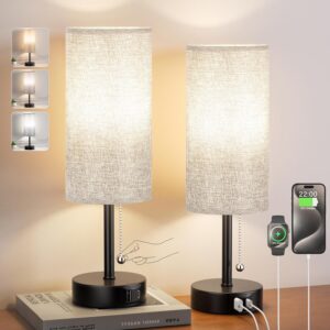 Grey Bedside Lamp For Bedroom Set Of 2 Nightstand.jpg