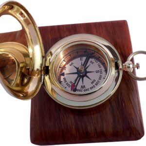 Handmade Brass Push Open Compass With Rose Wood Case Pocket.jpg