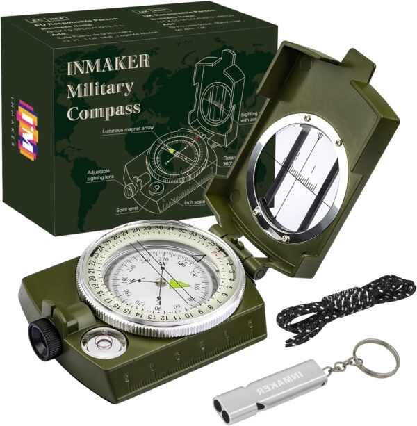 Inmaker Compass Compass Hiking With Survival Whistle Luminous Compass Gift.jpg