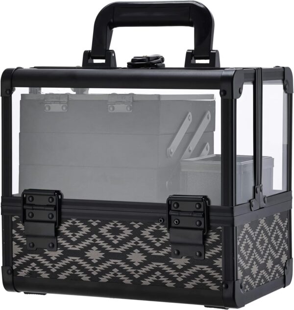 Joligrace Makeup Box Cosmetic Train Case With Clear Acrylic Shell.jpg