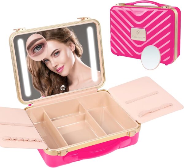 Kalolary Travel Makeup Train Cases With Lighted Mirror 3 Color.jpg