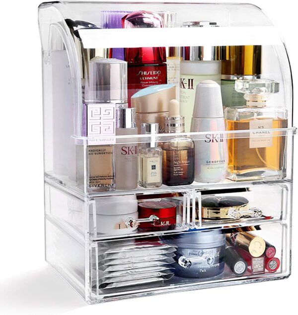 Large Acrylic Makeup Organizer With Lid Portable Dustproof And Waterproof.jpg