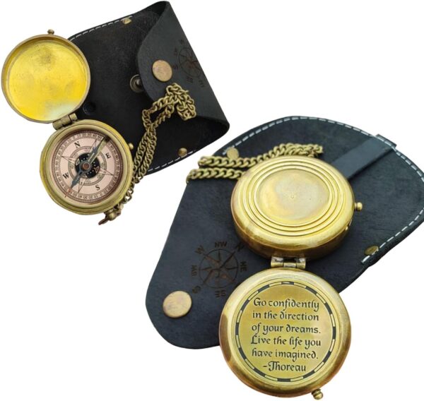 Mai Thoreaus Go Confidently Quote Engraved Compass With Stamped Leather.jpg