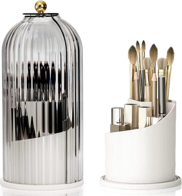 Makeup Brush Holder Organizer With Lids 360°rotating Clear Dustproof Make.jpg