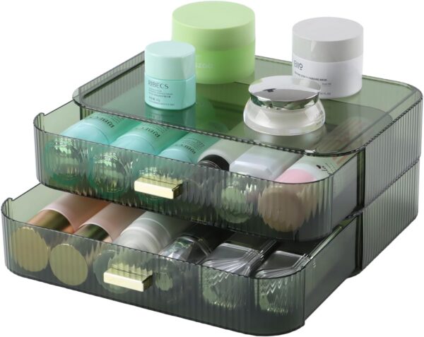 Makeup Organizer 2 Drawers For Vanity Green Bathroom Counter Organizer.jpg