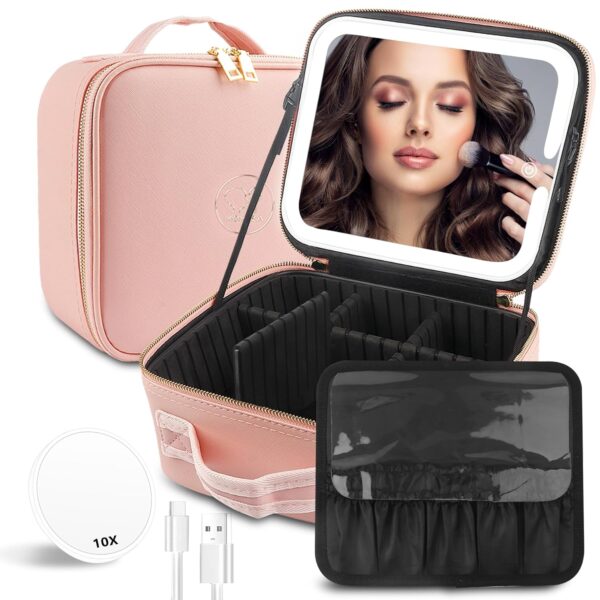 Makeup Train Case With Light Mirror Large Cosmetic Organizer.jpg