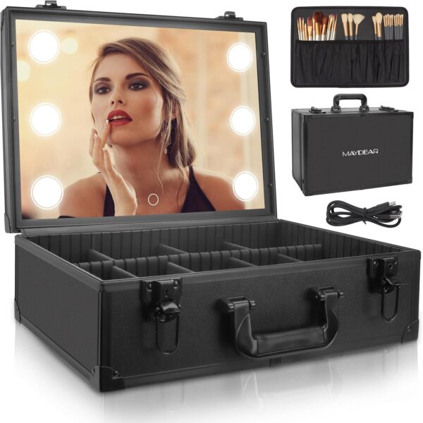 Maydear Makeup Case With Lighted Mirror Brushes Organizer Professional.jpg