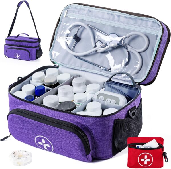 Medicine Bag Double Layers Medicine Organizer With Mini First Aid.jpg