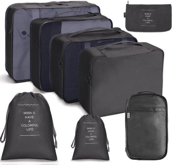 Nuangela Compression Packing Cubes For Suitcases8 Pcs Travel Luggage Organizers.jpg