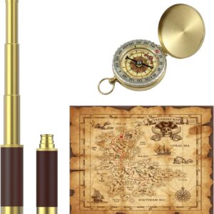 Pirate Monocular Telescope Treasure Map Pocket Compass Party Accessory Set.jpg