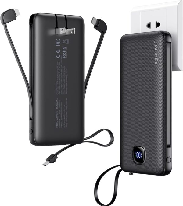 Portable Charger With Built In Cablesac Wall Plugslim 10000mah 225w Fast.jpg