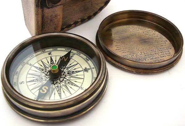 Robert Frost Poem Compass Pocket Compass W Leather Case Rustic Vintage.jpg